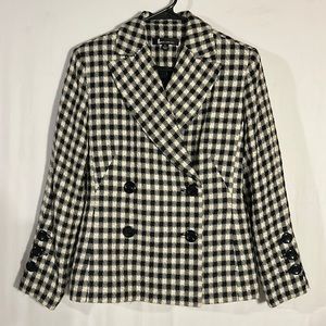 Larry Levine Checkered Blazer 6  Black/White
